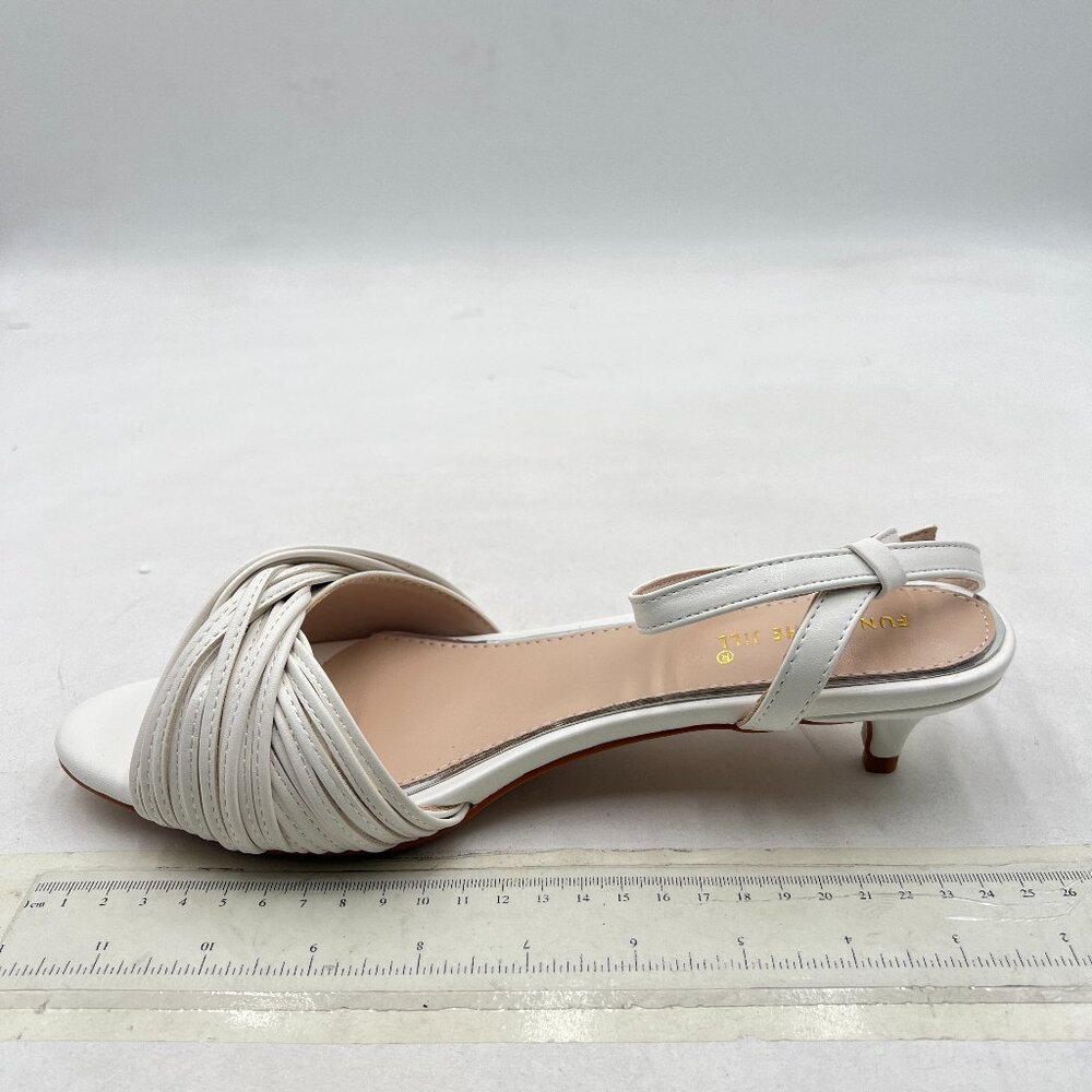 Fsj White Basic Open Toe Sandals Kitten Heels Ank… - image 2